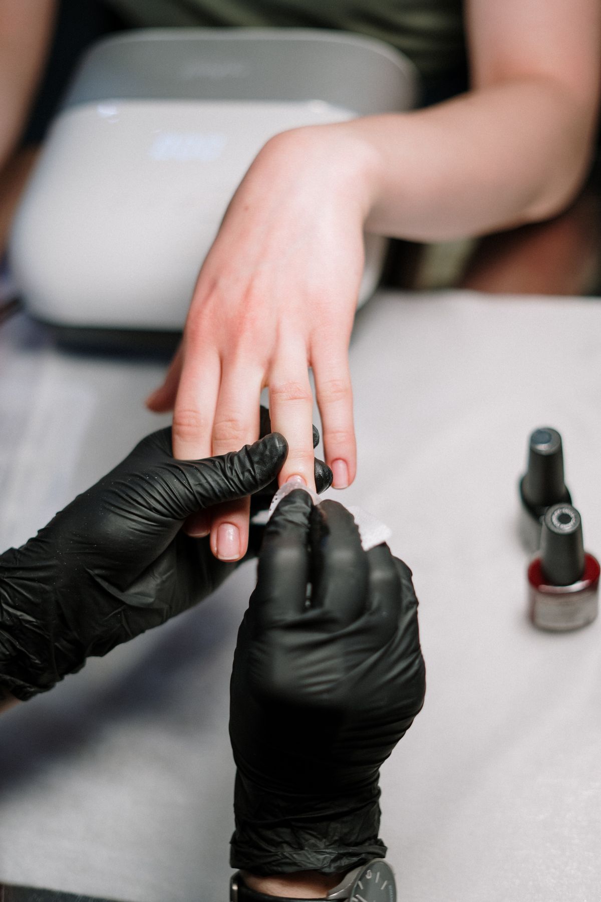 Nail work in progress at Maverick Nails, Pilsen Chicago
